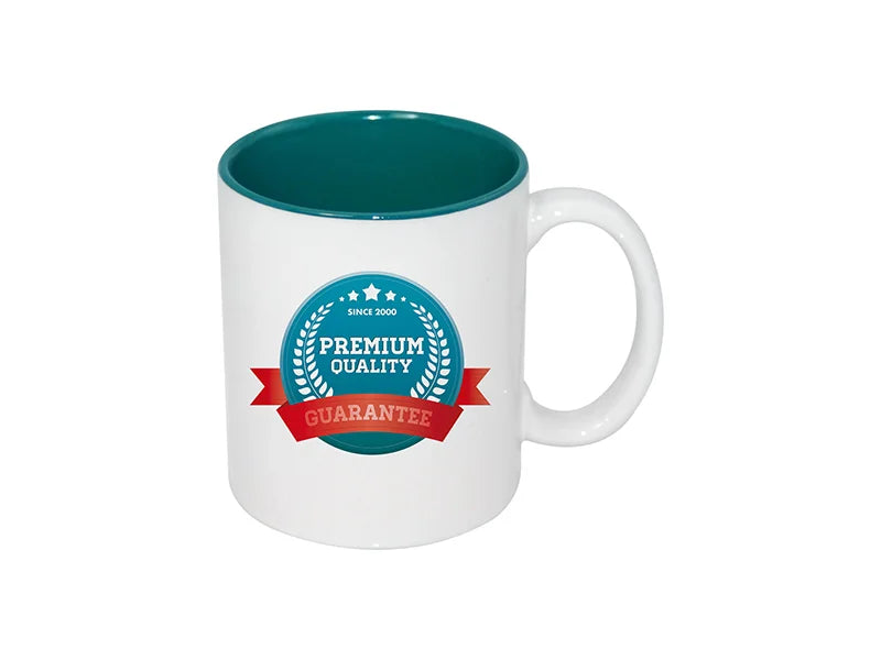 Green interior mug with sample printed logo — personalization example