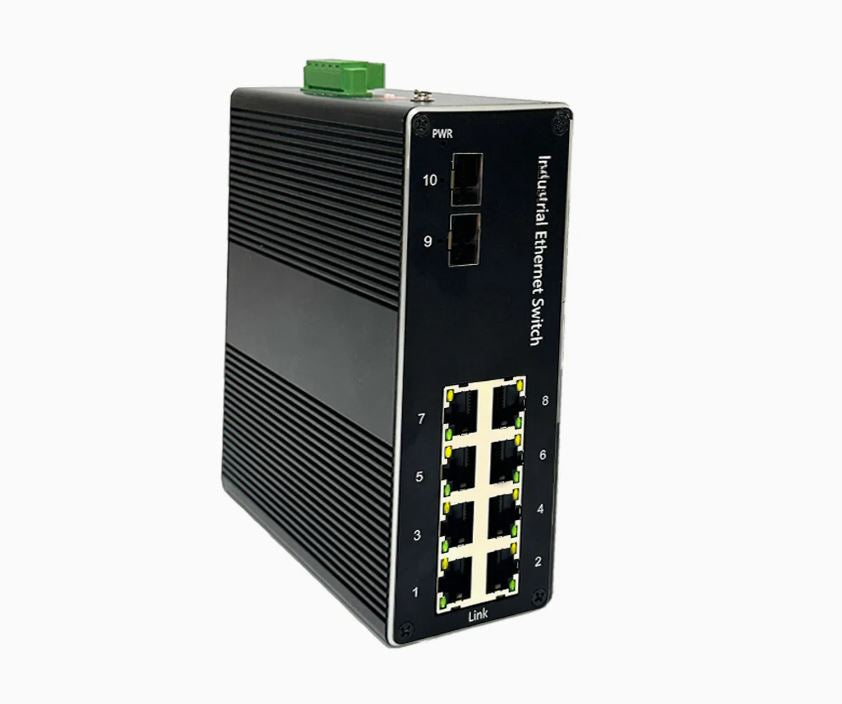 8-port 10/100/1000Mbps Industrial Ethernet Switch + SFP fiber ports + PoE