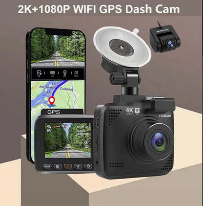 2 Lens Car Video Recorder Dashcam 2K+1080 WIFI GPS Car Camera Black Box