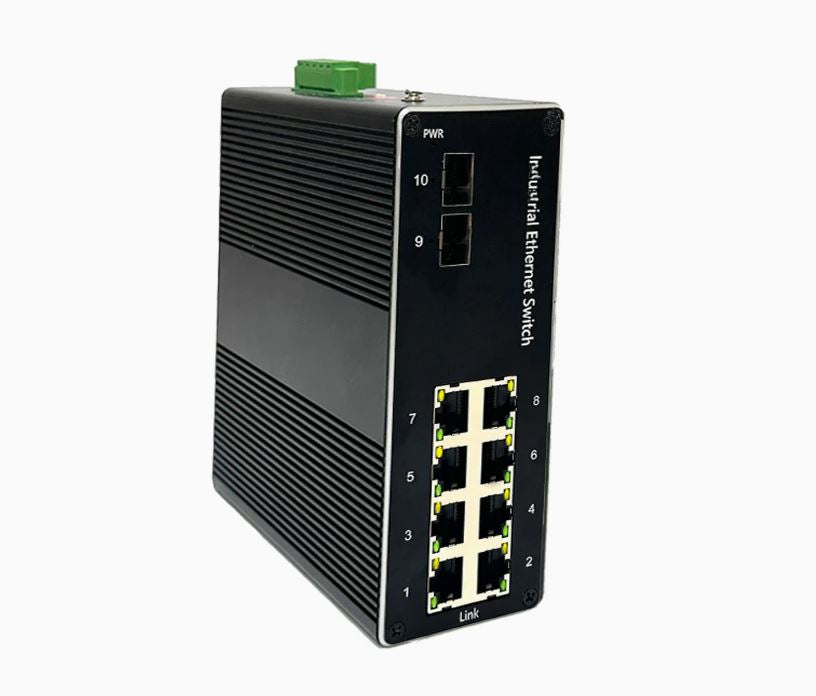 8-port 10/100/1000Mbps Industrial Ethernet Switch + SFP fiber ports + PoE