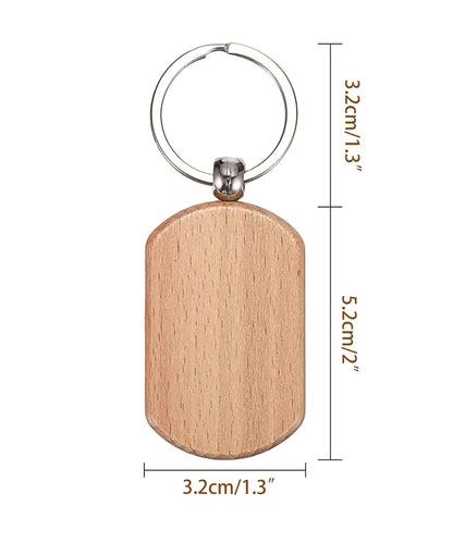 Laser engraved wood keychain