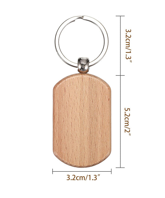 Laser engraved wood keychain