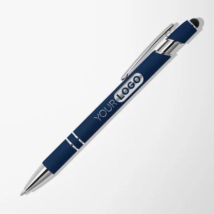 Engraved Alpha soft-touch metal stylus pen — supplier sample