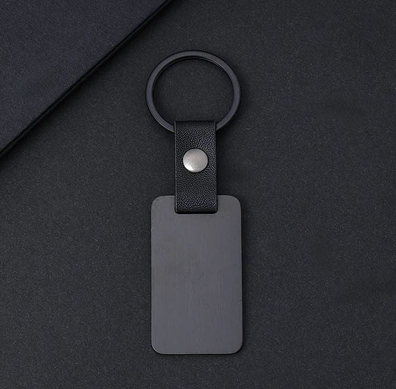 Modern Style Geometric  Laser Engraving 201 Stainless Steel Pu Leather Keychain