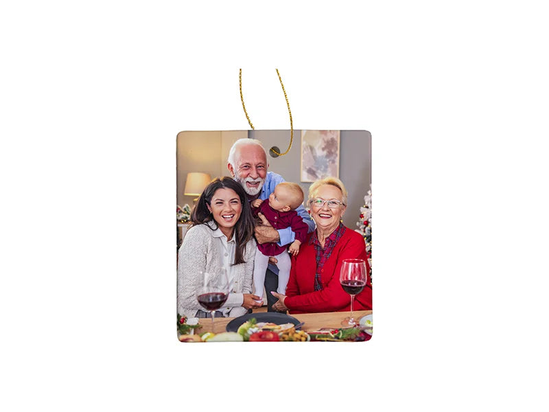 Ceramic ornament with family photograph — supplier personalization example