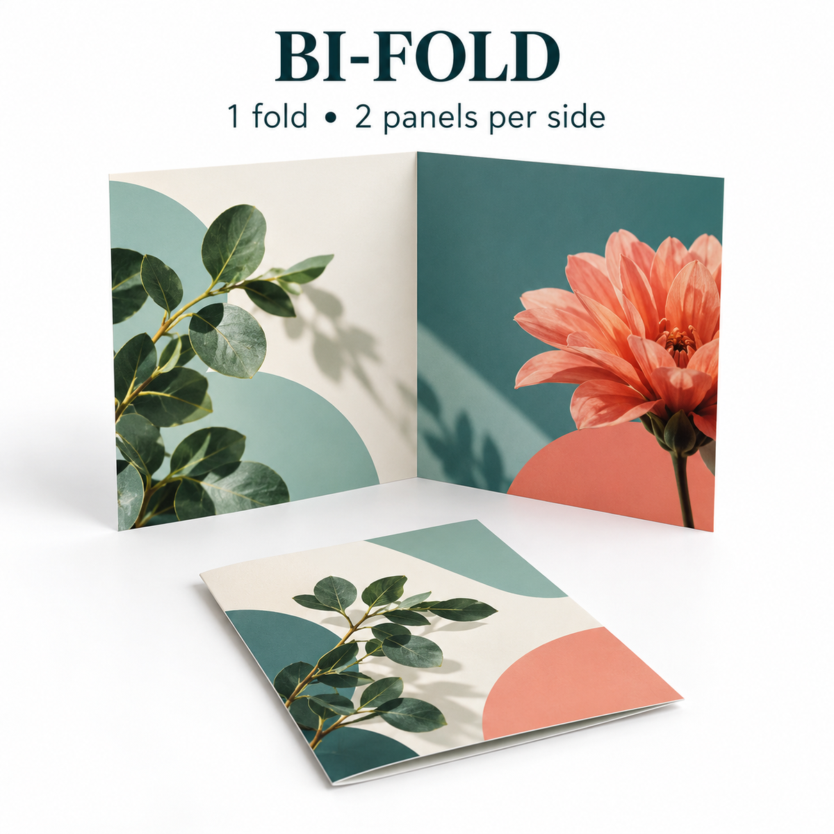 Bi-fold brochure — one fold, two panels per side
