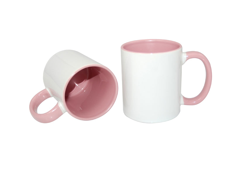 11 oz mug with pink interior and handle