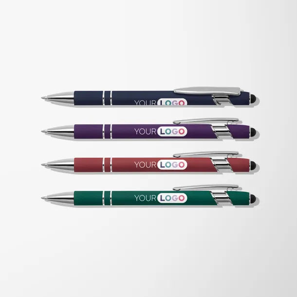 Assorted full-color printed soft-touch stylus pen