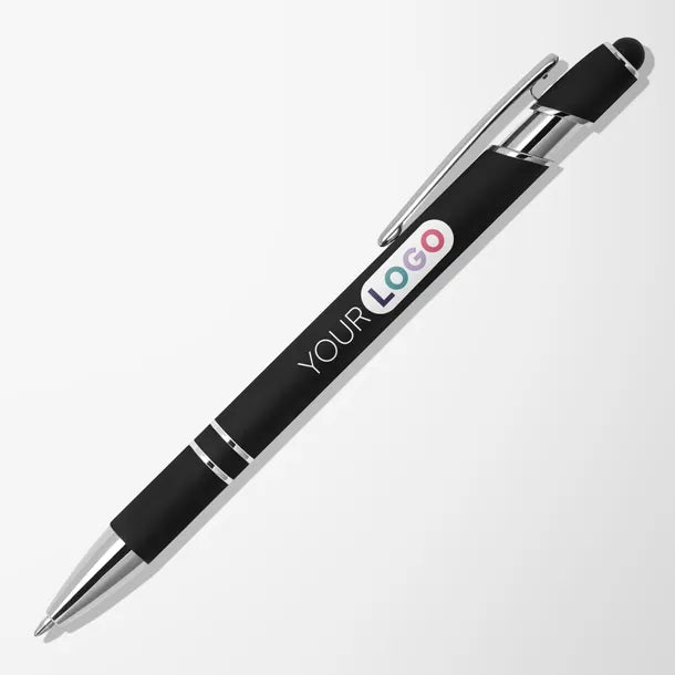 Black full-color printed soft-touch stylus pen