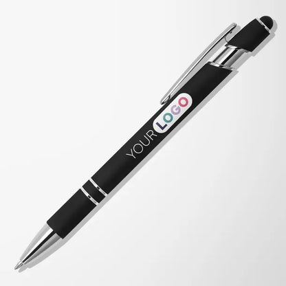 Black full-color printed soft-touch stylus pen