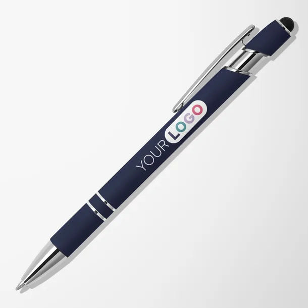 Blue full-color printed soft-touch stylus pen