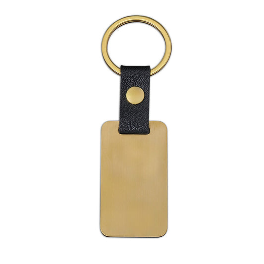 Modern Style Geometric  Laser Engraving 201 Stainless Steel Pu Leather Keychain