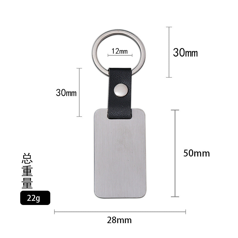 Modern Style Geometric  Laser Engraving 201 Stainless Steel Pu Leather Keychain