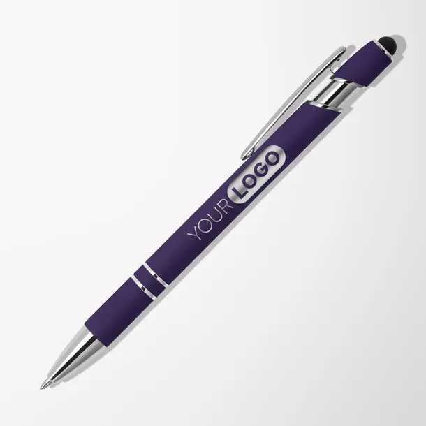 Purple soft-touch stylus pen